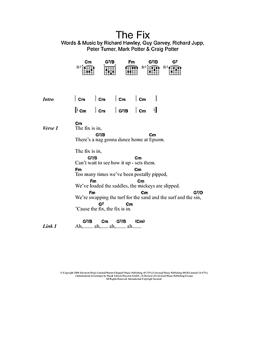 Elbow The Fix (feat. Richard Hawley) sheet music notes and chords arranged for Guitar Chords/Lyrics