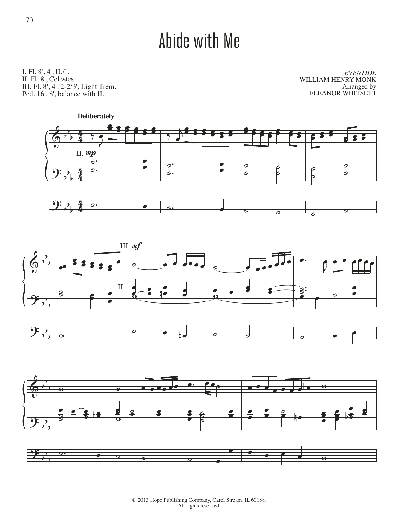 Eleanor Whitsett Abide with Me sheet music notes and chords arranged for Organ
