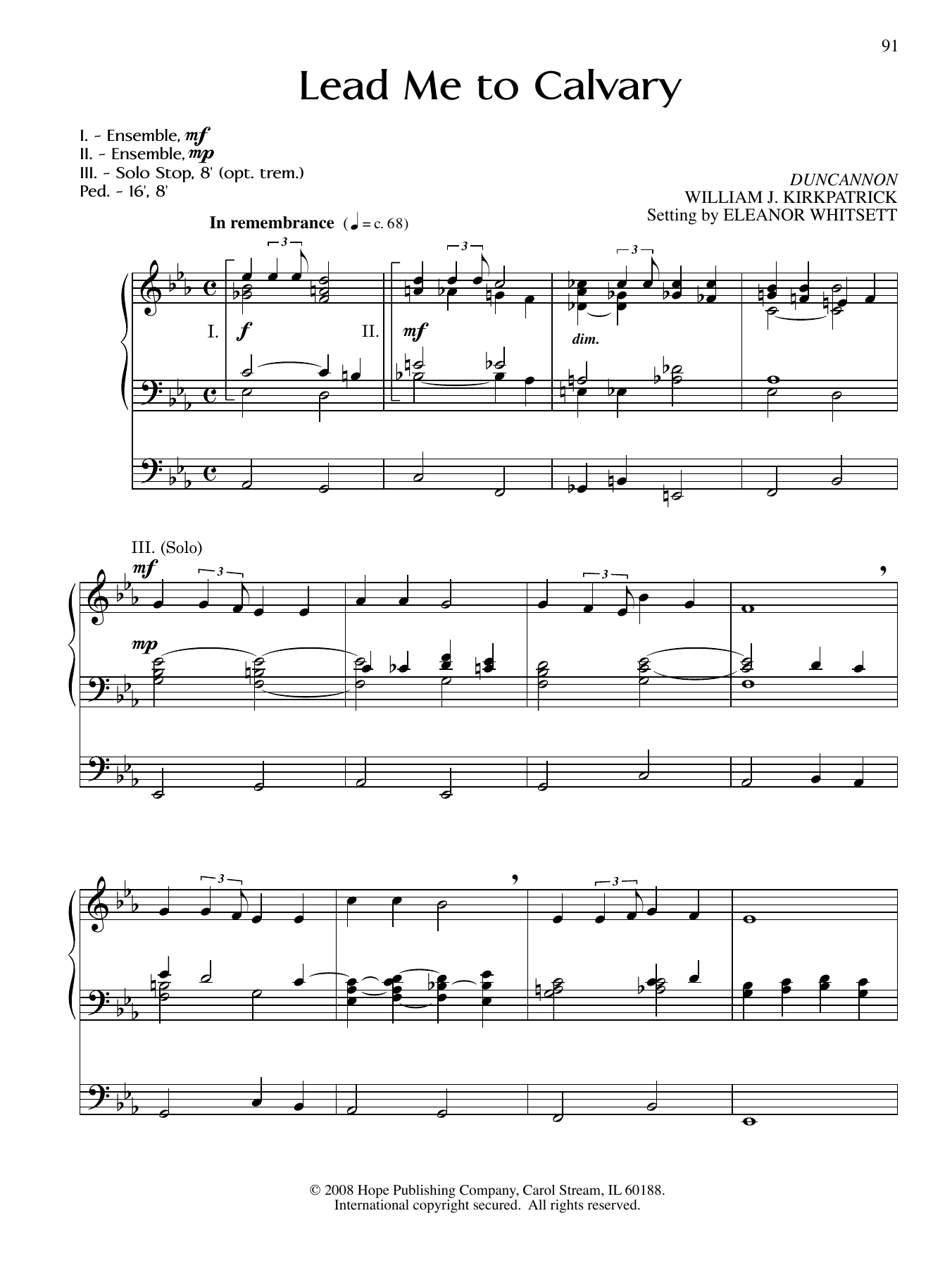 Eleanor Whitsett Lead Me to Cavalry sheet music notes and chords arranged for Organ