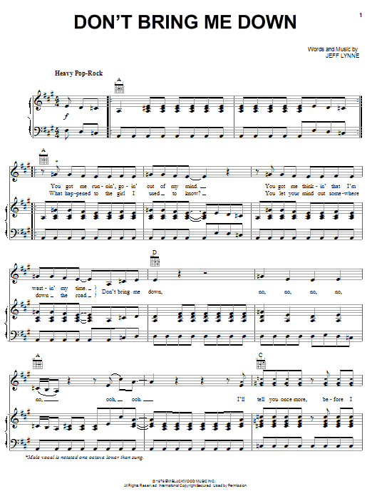 Electric Light Orchestra Don't Bring Me Down sheet music notes and chords arranged for Guitar Tab