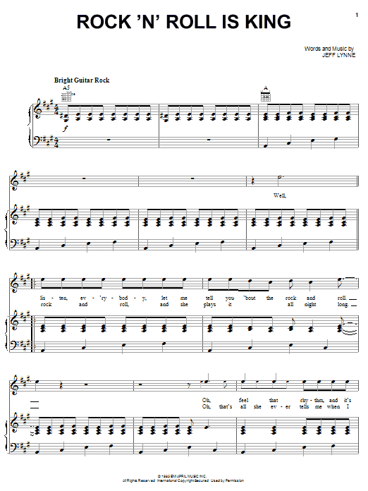 Electric Light Orchestra Rock 'N' Roll Is King sheet music notes and chords arranged for Piano, Vocal & Guitar Chords (Right-Hand Melody)