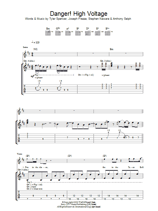 Electric Six Danger! High Voltage sheet music notes and chords arranged for Lead Sheet / Fake Book
