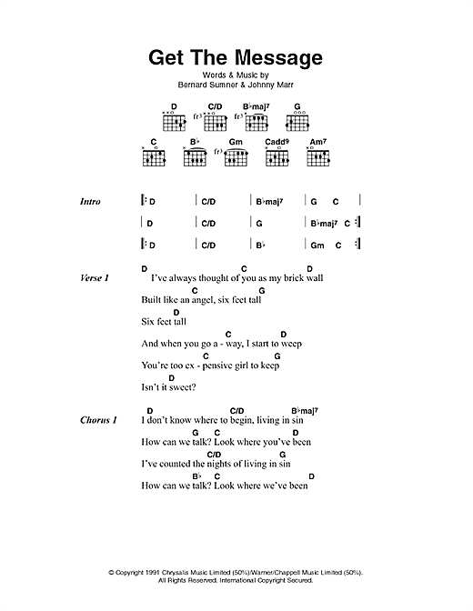 Electronic Get The Message sheet music notes and chords arranged for Guitar Chords/Lyrics