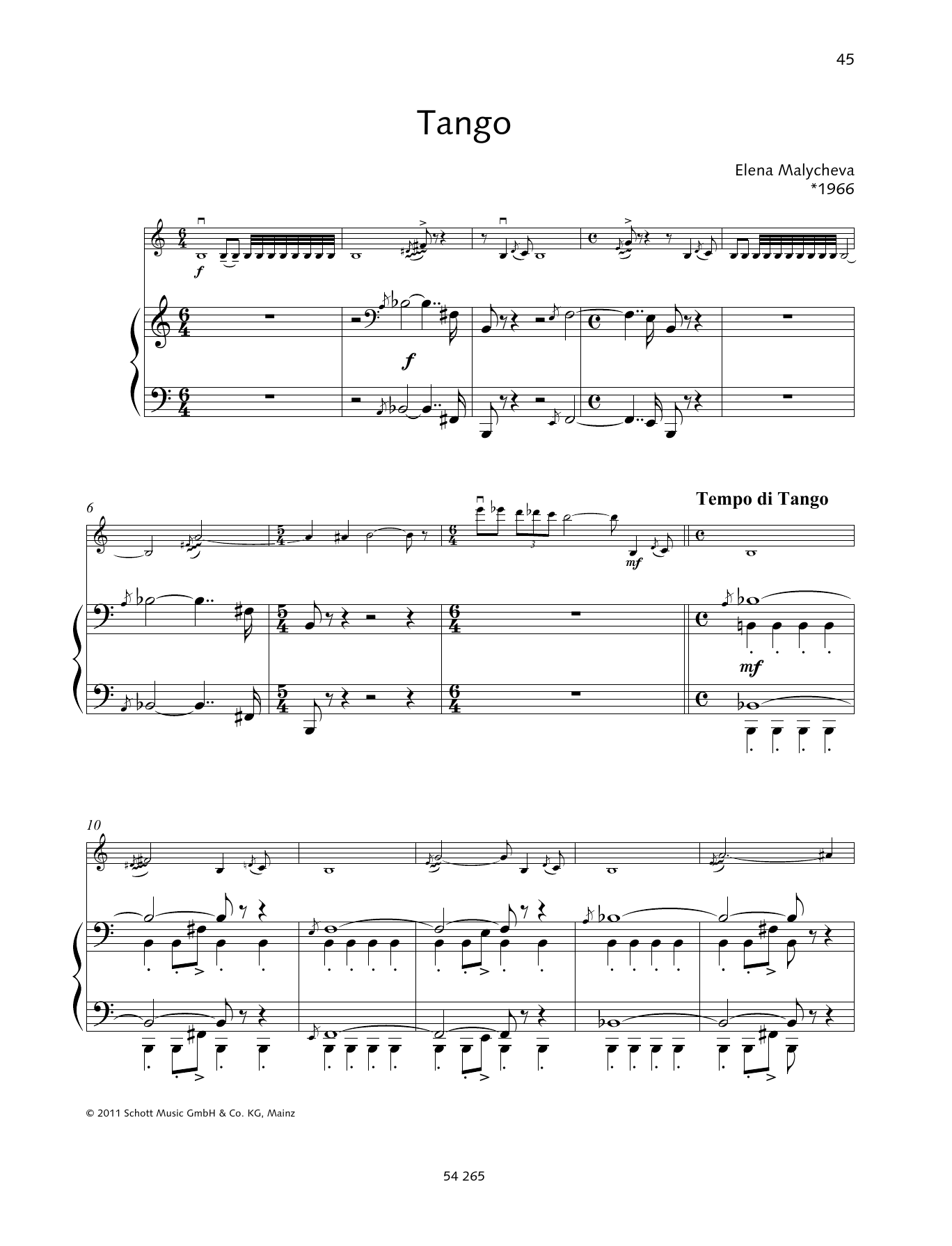 Elena Malchyeva Tango sheet music notes and chords arranged for String Solo