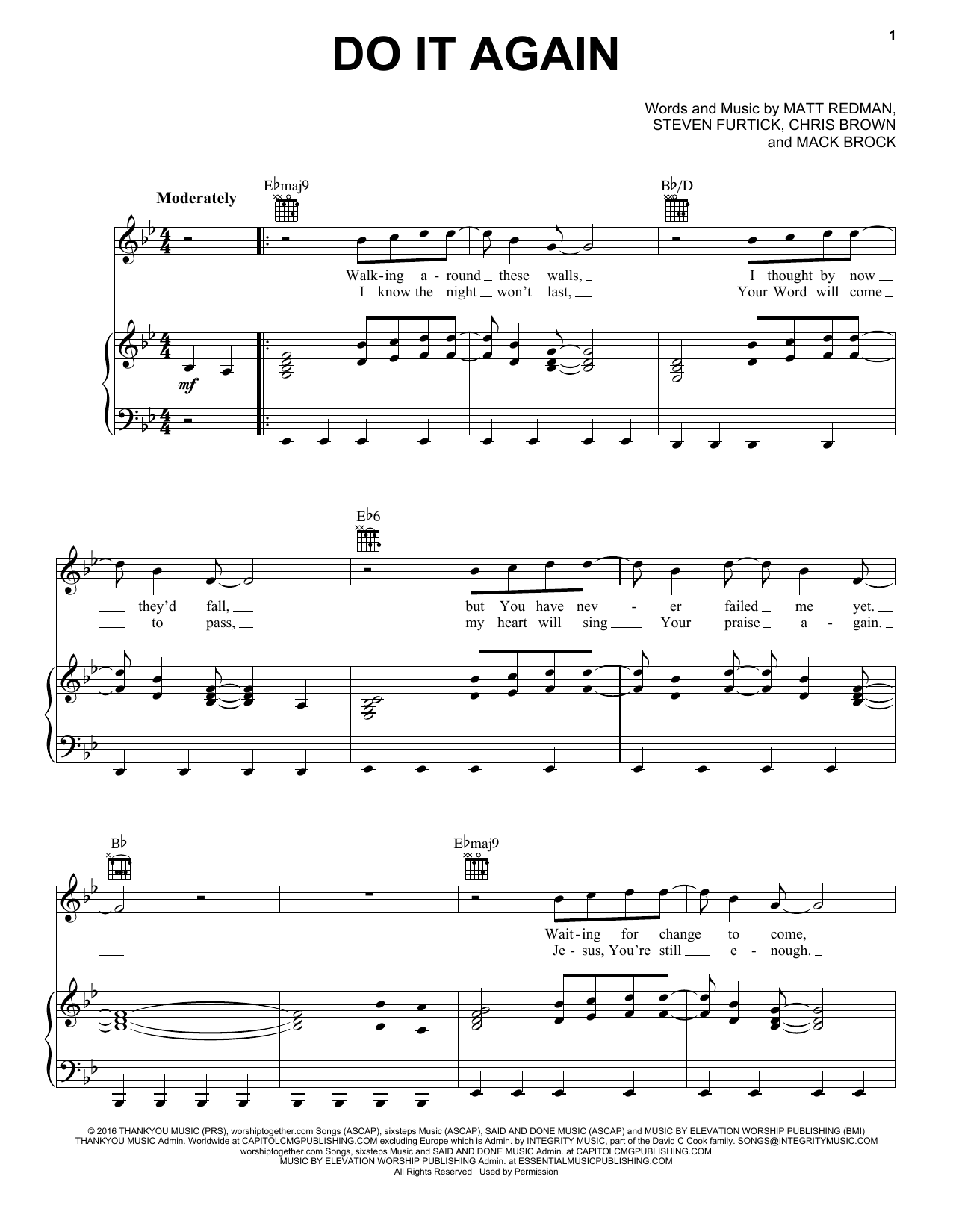 Elevation Worship Do It Again sheet music notes and chords arranged for Easy Piano