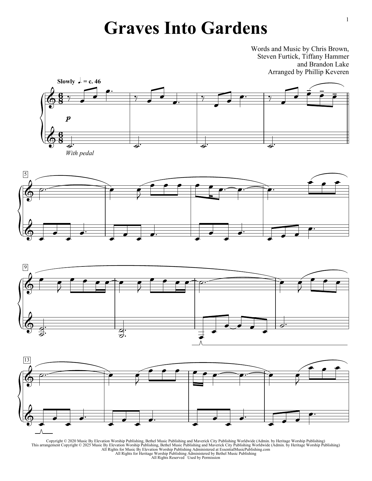 Elevation Worship Graves Into Gardens (arr. Phillip Keveren) sheet music notes and chords arranged for Piano Solo