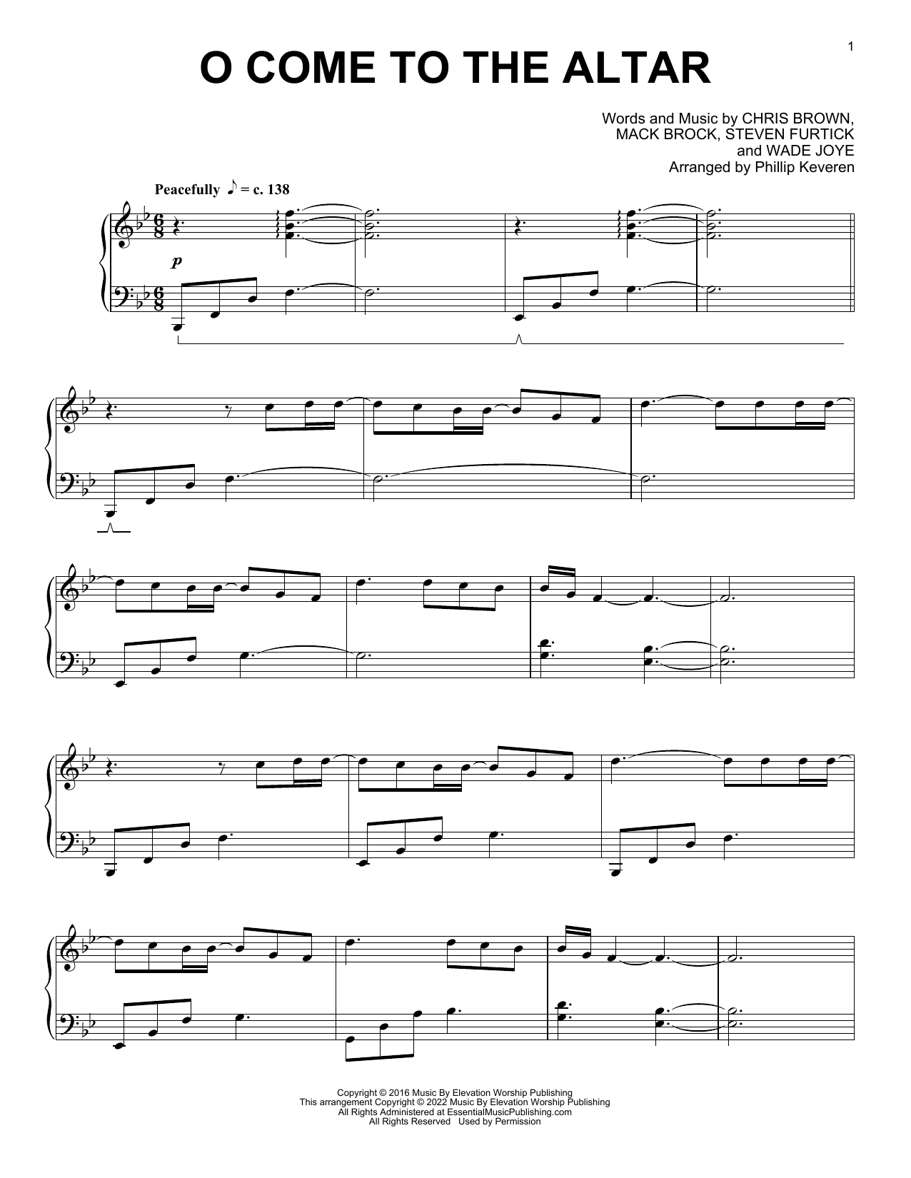 Elevation Worship O Come To The Altar (arr. Phillip Keveren) sheet music notes and chords arranged for Piano Solo