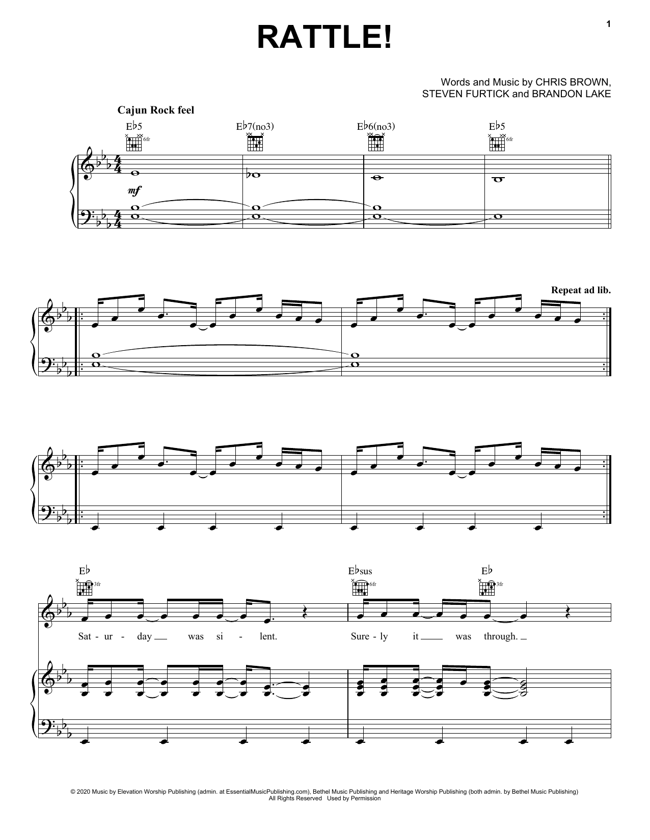 Elevation Worship RATTLE! sheet music notes and chords arranged for Piano, Vocal & Guitar Chords (Right-Hand Melody)
