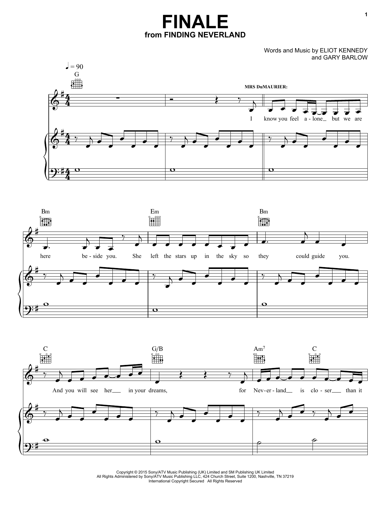 Eliot Kennedy Finale sheet music notes and chords arranged for Piano, Vocal & Guitar Chords (Right-Hand Melody)