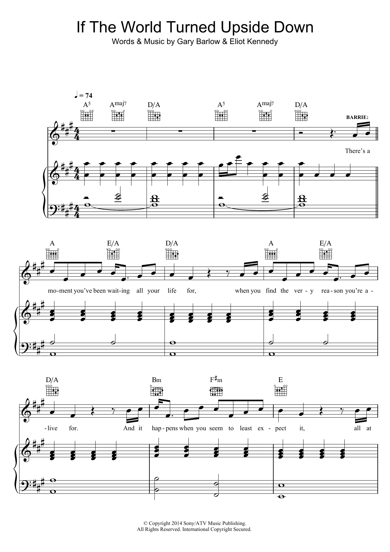 Eliot Kennedy If The World Turned Upside Down (from 'Finding Neverland') sheet music notes and chords arranged for Piano, Vocal & Guitar Chords