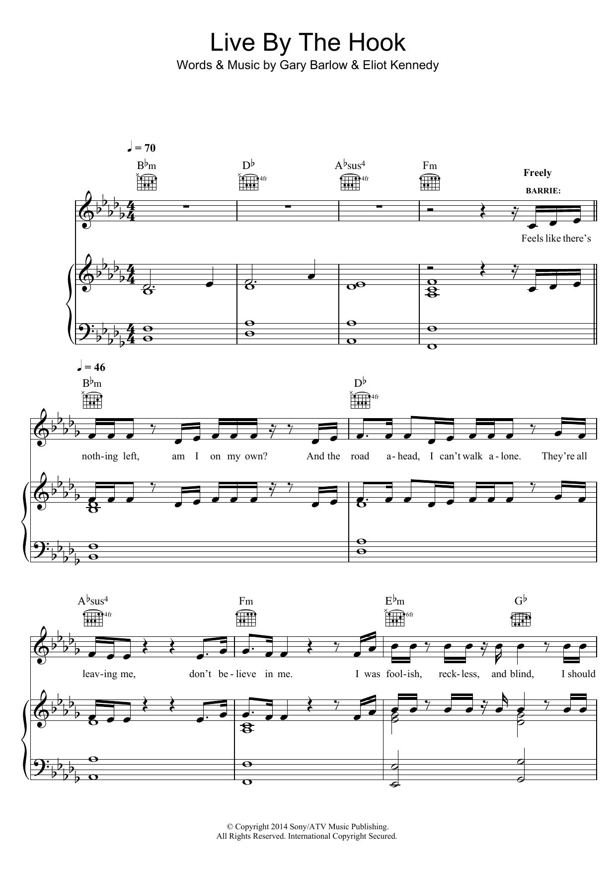 Eliot Kennedy Live By The Hook (from 'Finding Neverland') sheet music notes and chords arranged for Piano, Vocal & Guitar Chords