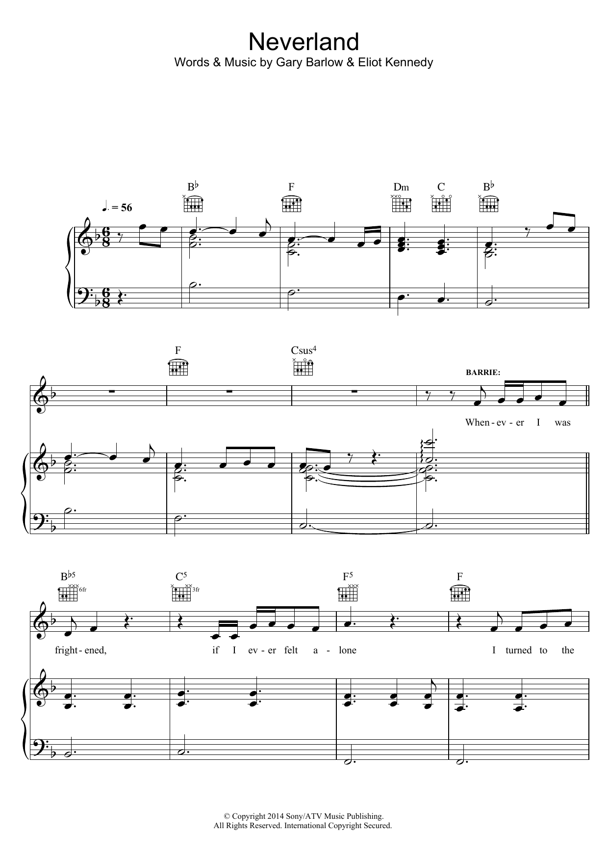 Eliot Kennedy Neverland (from 'Finding Neverland') sheet music notes and chords arranged for Piano, Vocal & Guitar Chords