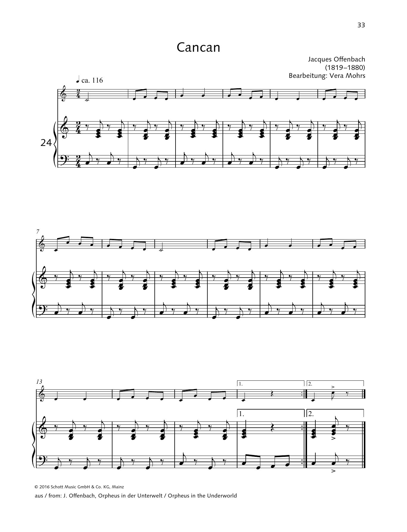 Elisabeth Kretschmann Cancan sheet music notes and chords arranged for Woodwind Solo