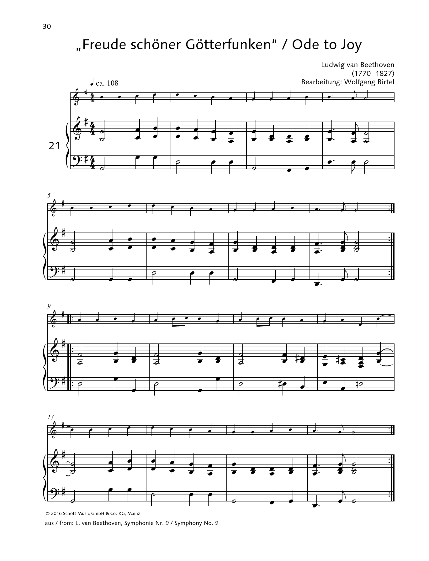 Elisabeth Kretschmann Ode To Joy sheet music notes and chords arranged for Woodwind Solo