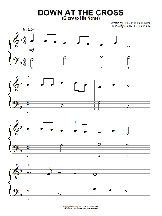 Elisha A. Hoffman Down At The Cross (Glory To His Name) sheet music notes and chords arranged for Easy Guitar