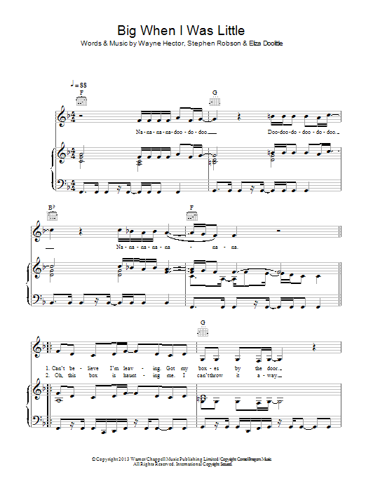 Eliza Doolittle Big When I Was Little sheet music notes and chords arranged for Easy Piano