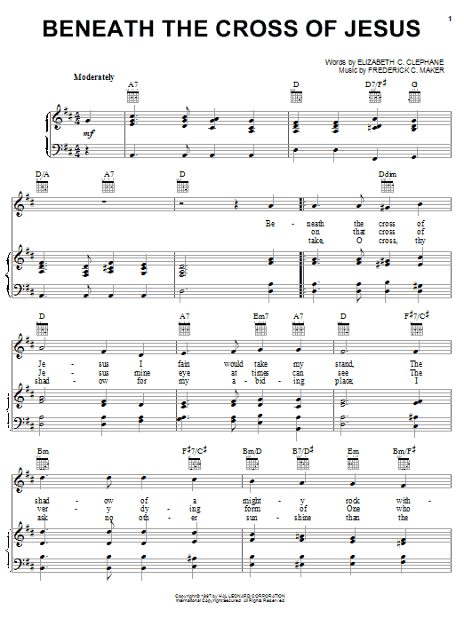 Elizabeth Cecilia Dou Clephane Beneath The Cross Of Jesus sheet music notes and chords arranged for Piano, Vocal & Guitar Chords (Right-Hand Melody)