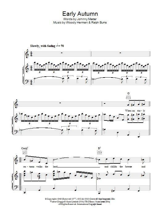 Ella - Fitzgerald Early Autumn sheet music notes and chords arranged for Piano, Vocal & Guitar Chords
