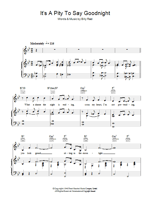 Ella - Fitzgerald It's A Pity To Say Goodnight sheet music notes and chords arranged for Piano, Vocal & Guitar Chords