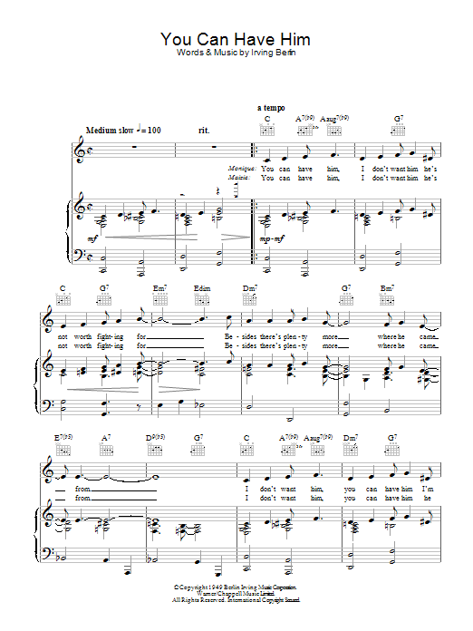 Ella  Fitzgerald You Can Have Him sheet music notes and chords arranged for Piano, Vocal & Guitar Chords