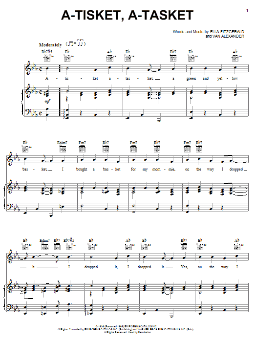 Ella Fitzgerald A-Tisket, A-Tasket sheet music notes and chords arranged for Pro Vocal