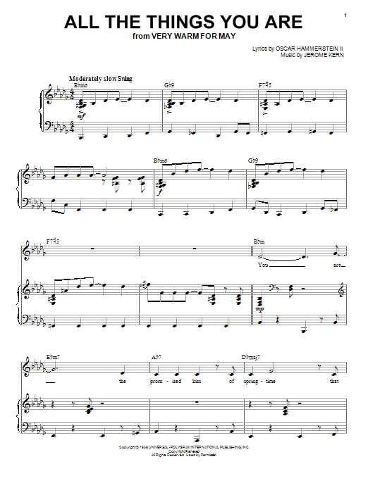 Ella Fitzgerald All The Things You Are sheet music notes and chords arranged for Piano & Vocal