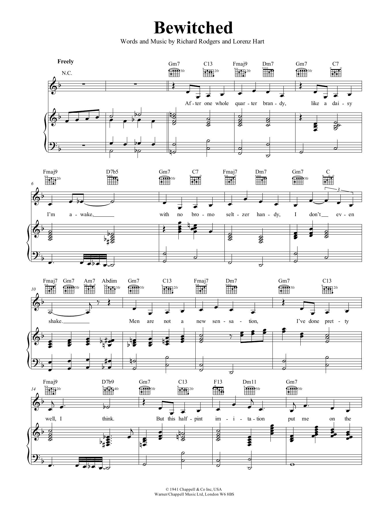 Ella Fitzgerald Bewitched sheet music notes and chords arranged for Piano, Vocal & Guitar Chords (Right-Hand Melody)