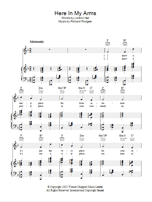 Ella Fitzgerald Here In My Arms sheet music notes and chords arranged for Piano, Vocal & Guitar Chords