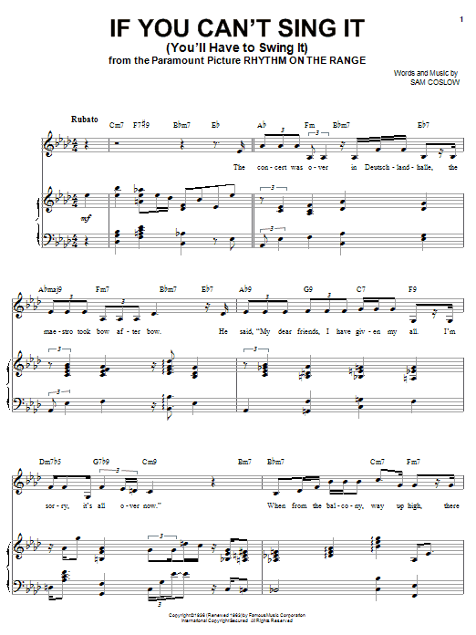Ella Fitzgerald If You Can't Sing It (You'll Have To Swing It) sheet music notes and chords arranged for Piano & Vocal