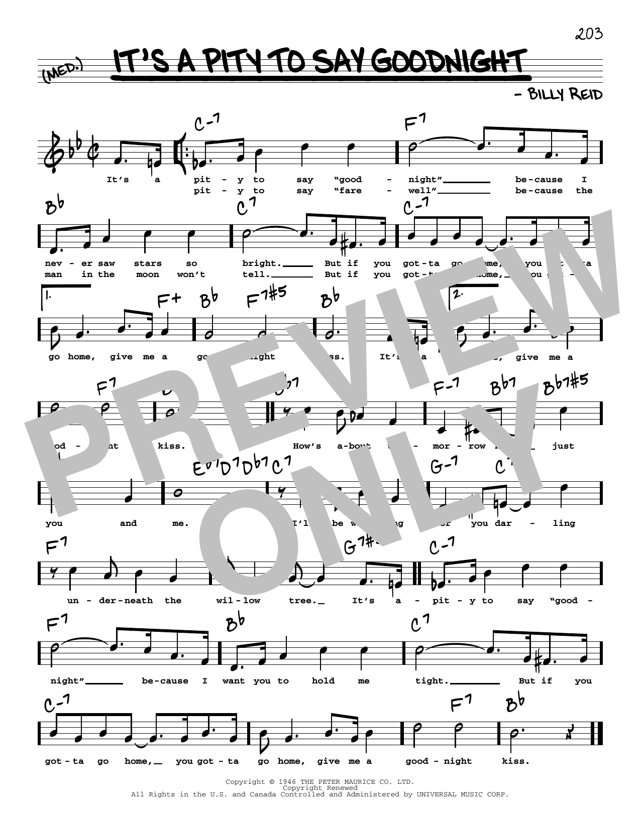 Ella Fitzgerald It's A Pity To Say Goodnight (High Voice) sheet music notes and chords arranged for Real Book – Melody, Lyrics & Chords