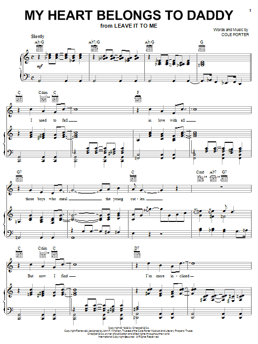 Ella Fitzgerald My Heart Belongs To Daddy sheet music notes and chords arranged for Piano, Vocal & Guitar Chords (Right-Hand Melody)