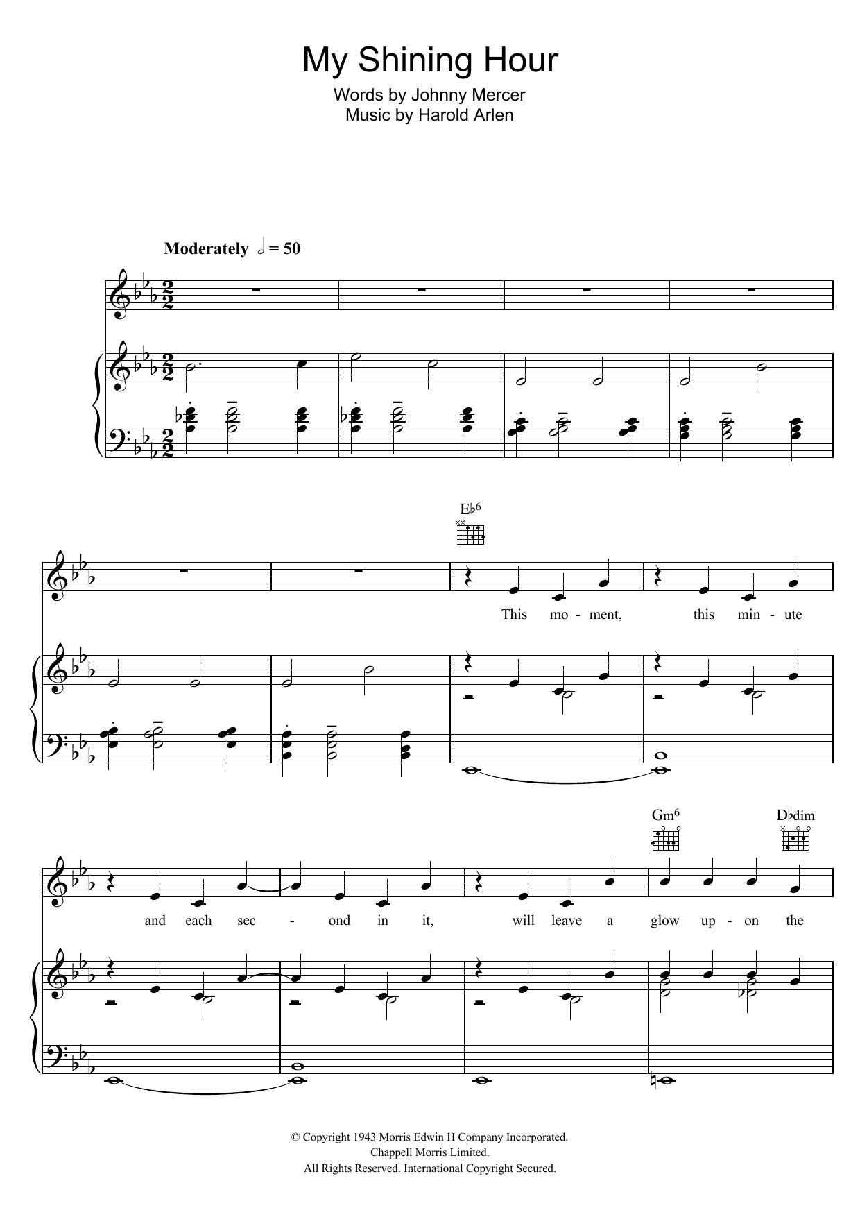 Ella Fitzgerald My Shining Hour sheet music notes and chords arranged for Piano, Vocal & Guitar Chords