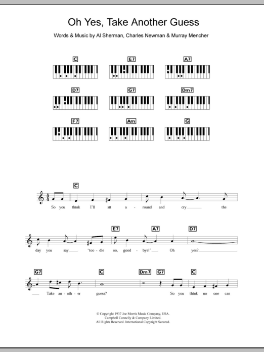 Ella Fitzgerald Oh Yes, Take Another Guess sheet music notes and chords arranged for Piano Chords/Lyrics