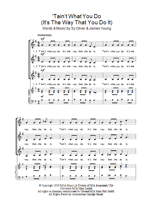 Ella Fitzgerald 'Tain't What You Do (It's The Way That Cha Do It) sheet music notes and chords arranged for Flute Solo