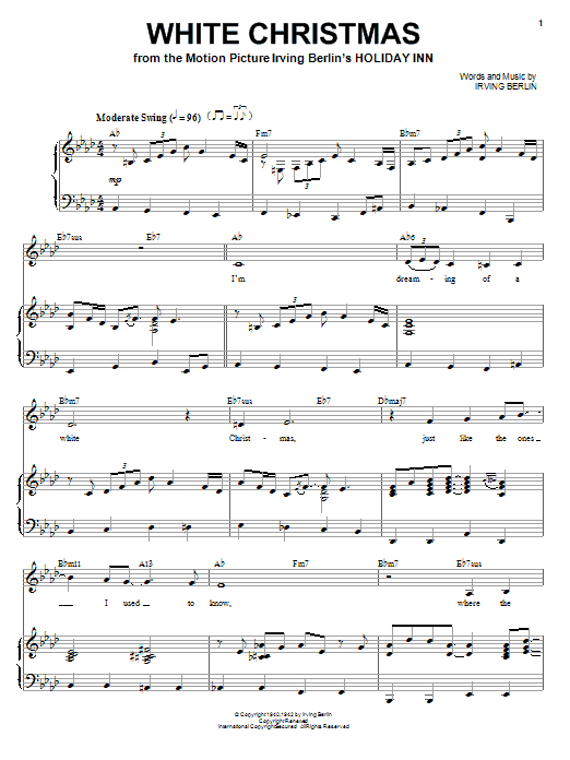 Ella Fitzgerald White Christmas sheet music notes and chords arranged for Piano & Vocal