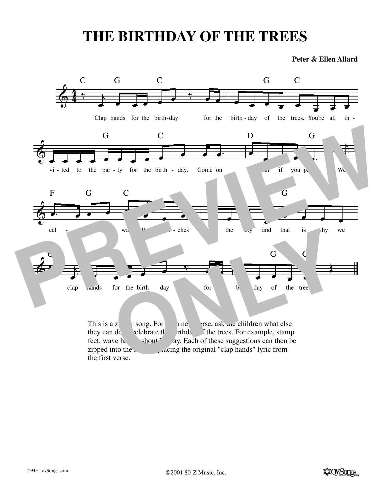 Ellen Allard Birthday Of The Trees sheet music notes and chords arranged for Lead Sheet / Fake Book