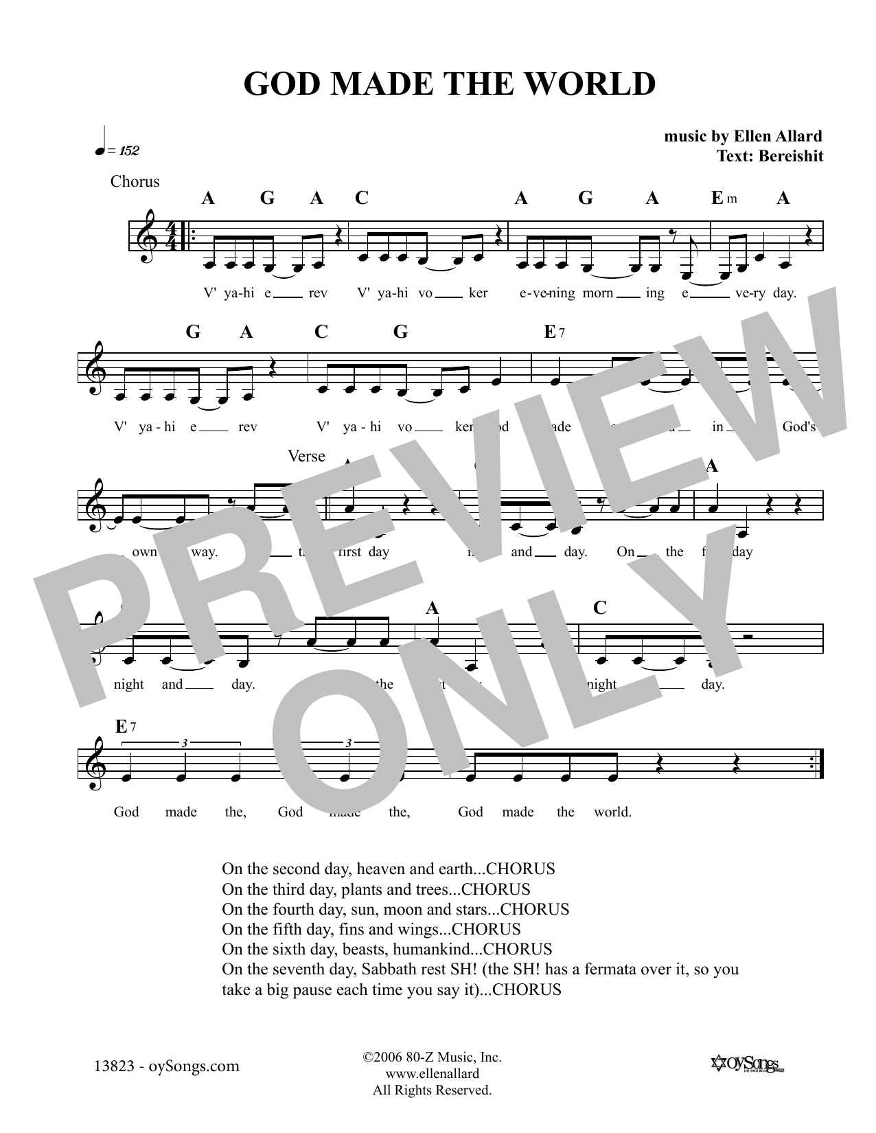 Ellen Allard God Made The World sheet music notes and chords arranged for Lead Sheet / Fake Book
