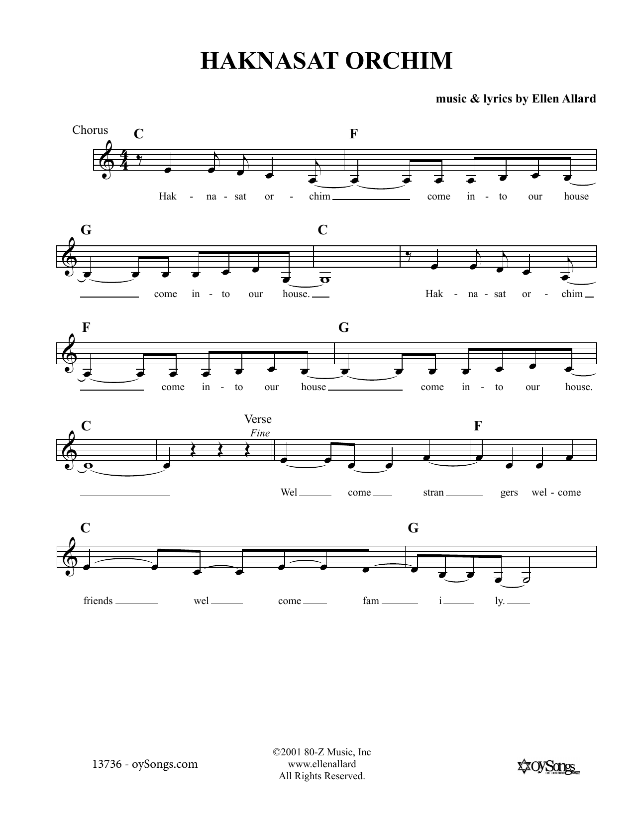 Ellen Allard Haknasat Orchim sheet music notes and chords arranged for Lead Sheet / Fake Book