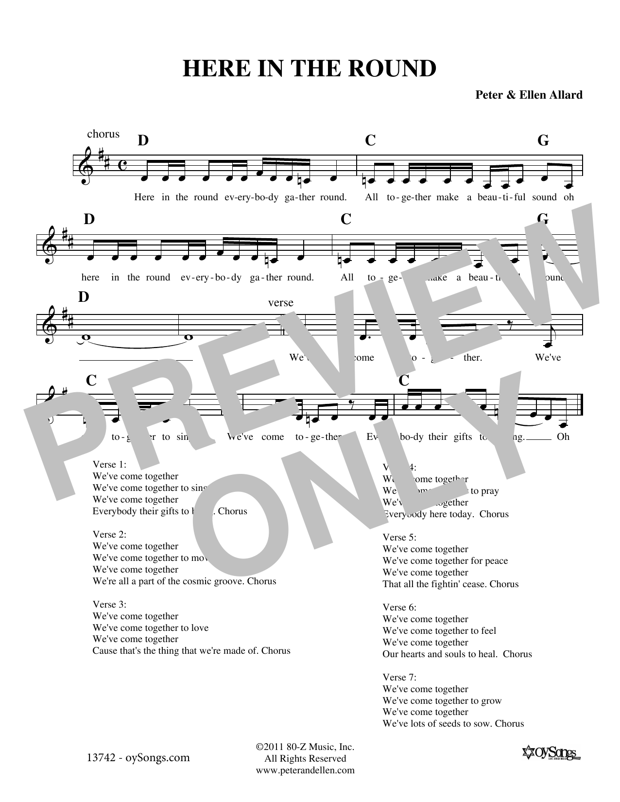 Ellen Allard Here In The Round sheet music notes and chords arranged for Lead Sheet / Fake Book
