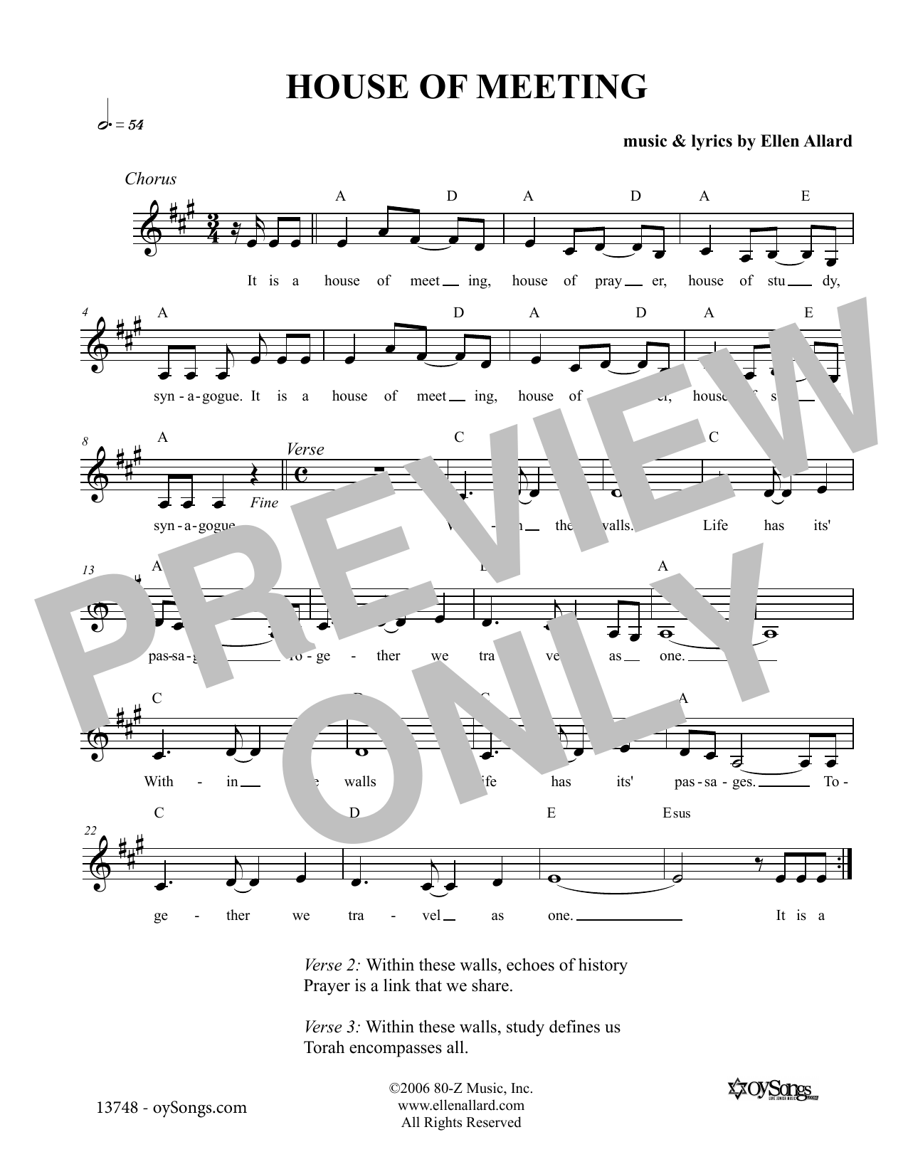 Ellen Allard House of Meeting sheet music notes and chords arranged for Lead Sheet / Fake Book
