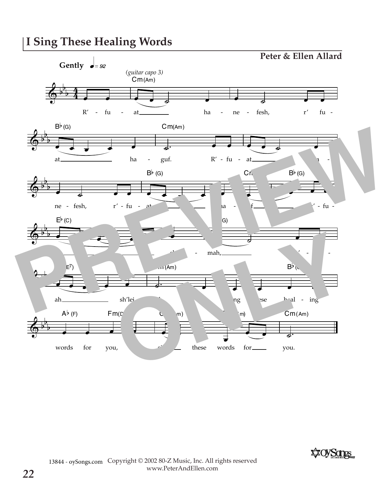 Ellen Allard I Sing These Healing Words sheet music notes and chords arranged for Lead Sheet / Fake Book