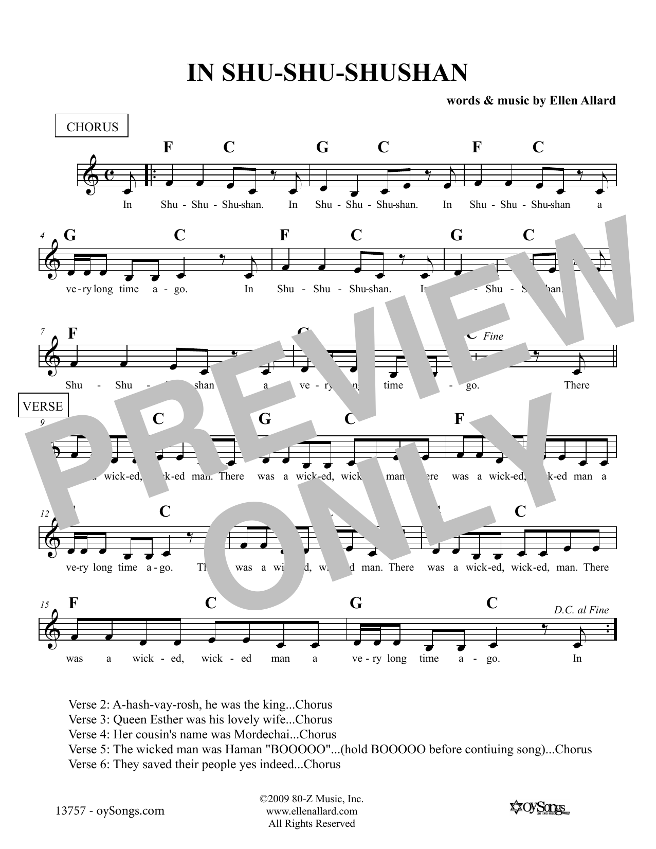 Ellen Allard In Shu Shu Shushan sheet music notes and chords arranged for Lead Sheet / Fake Book