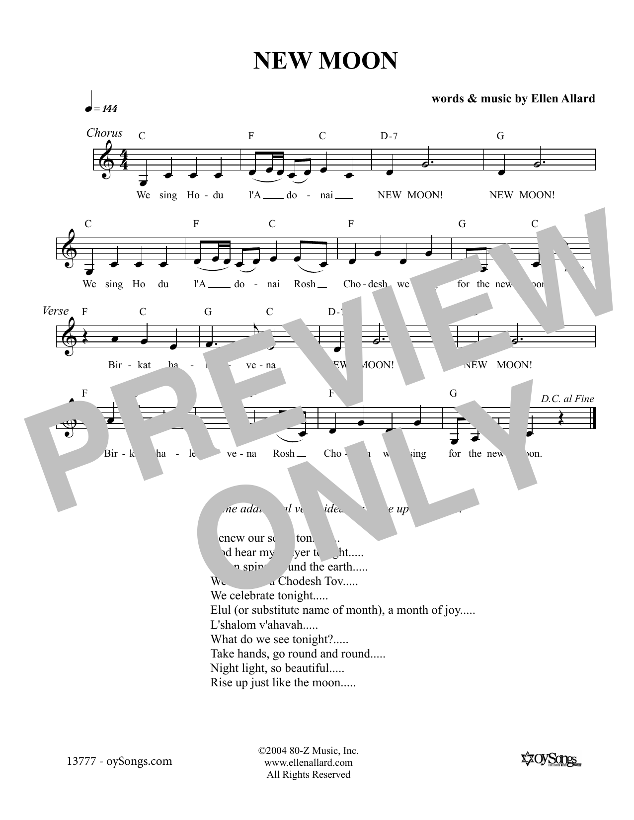 Ellen Allard New Moon sheet music notes and chords arranged for Lead Sheet / Fake Book