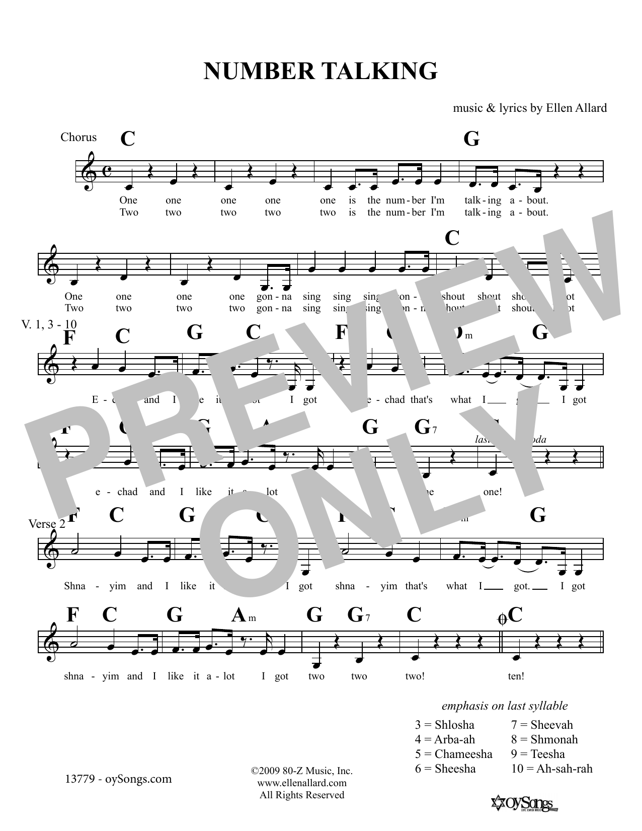 Ellen Allard Number Talking sheet music notes and chords arranged for Lead Sheet / Fake Book