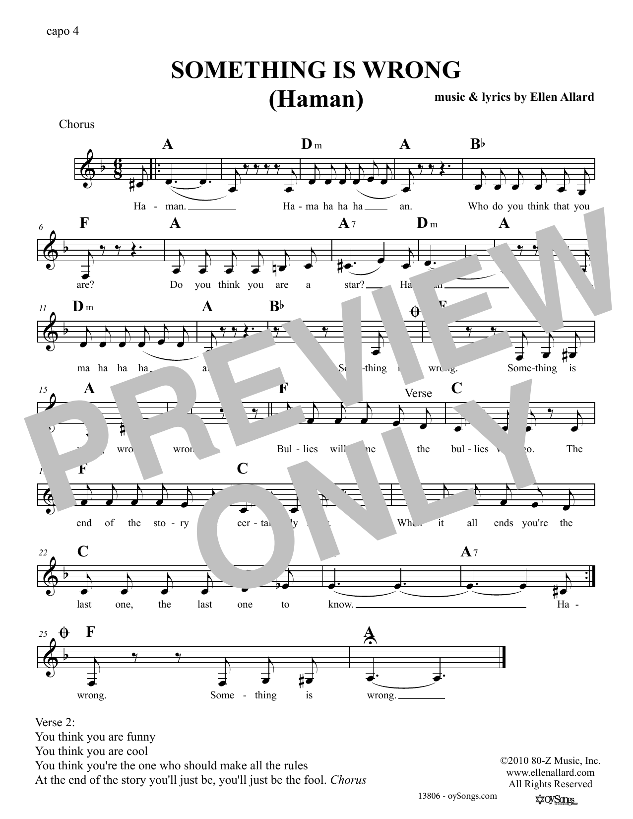 Ellen Allard Something Is Wrong sheet music notes and chords arranged for Lead Sheet / Fake Book