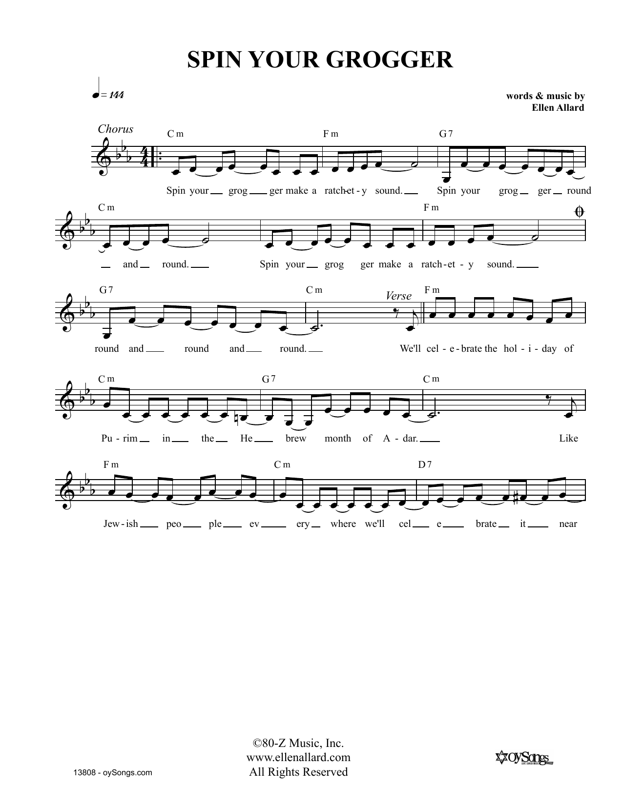 Ellen Allard Spin Your Grogger sheet music notes and chords arranged for Lead Sheet / Fake Book
