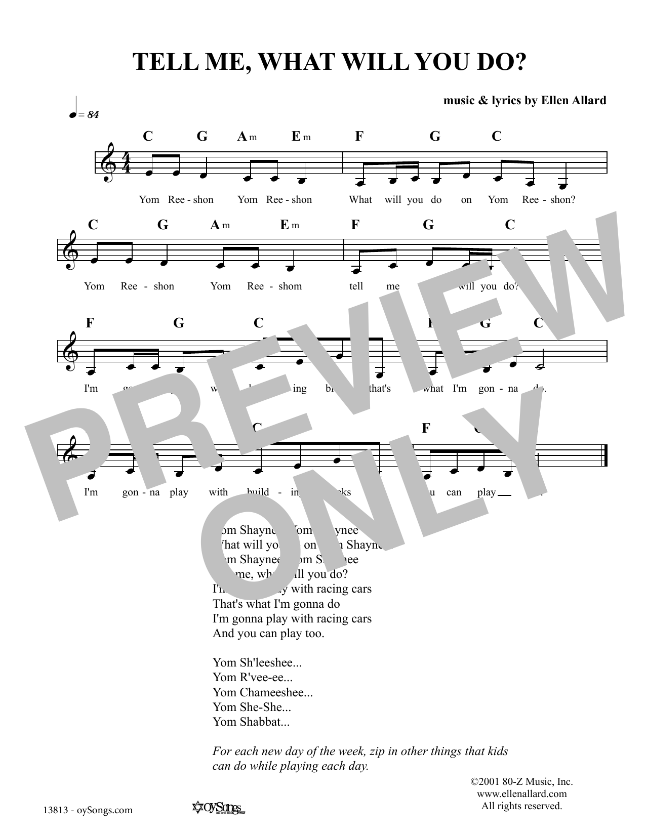 Ellen Allard Tell Me What Will You Do sheet music notes and chords arranged for Lead Sheet / Fake Book