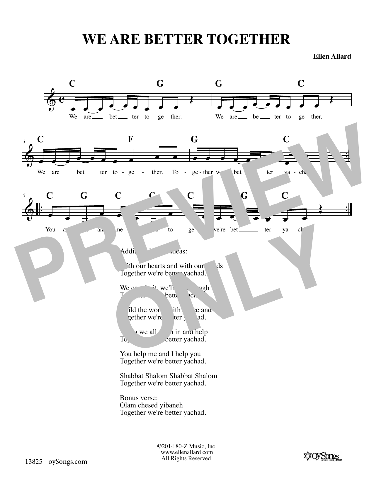 Ellen Allard We Are Better Together sheet music notes and chords arranged for Lead Sheet / Fake Book