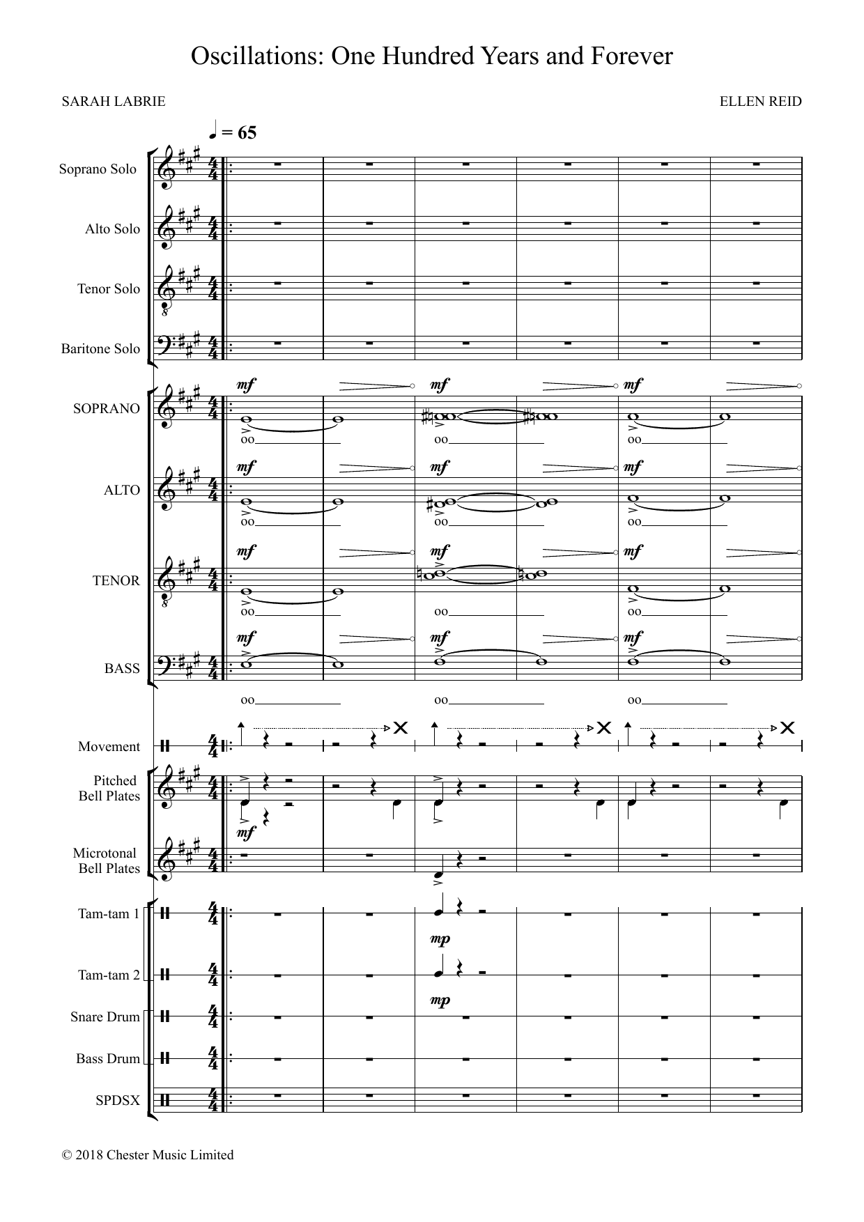 Ellen Reid Oscillations: 100 Years and Forever sheet music notes and chords arranged for Choir