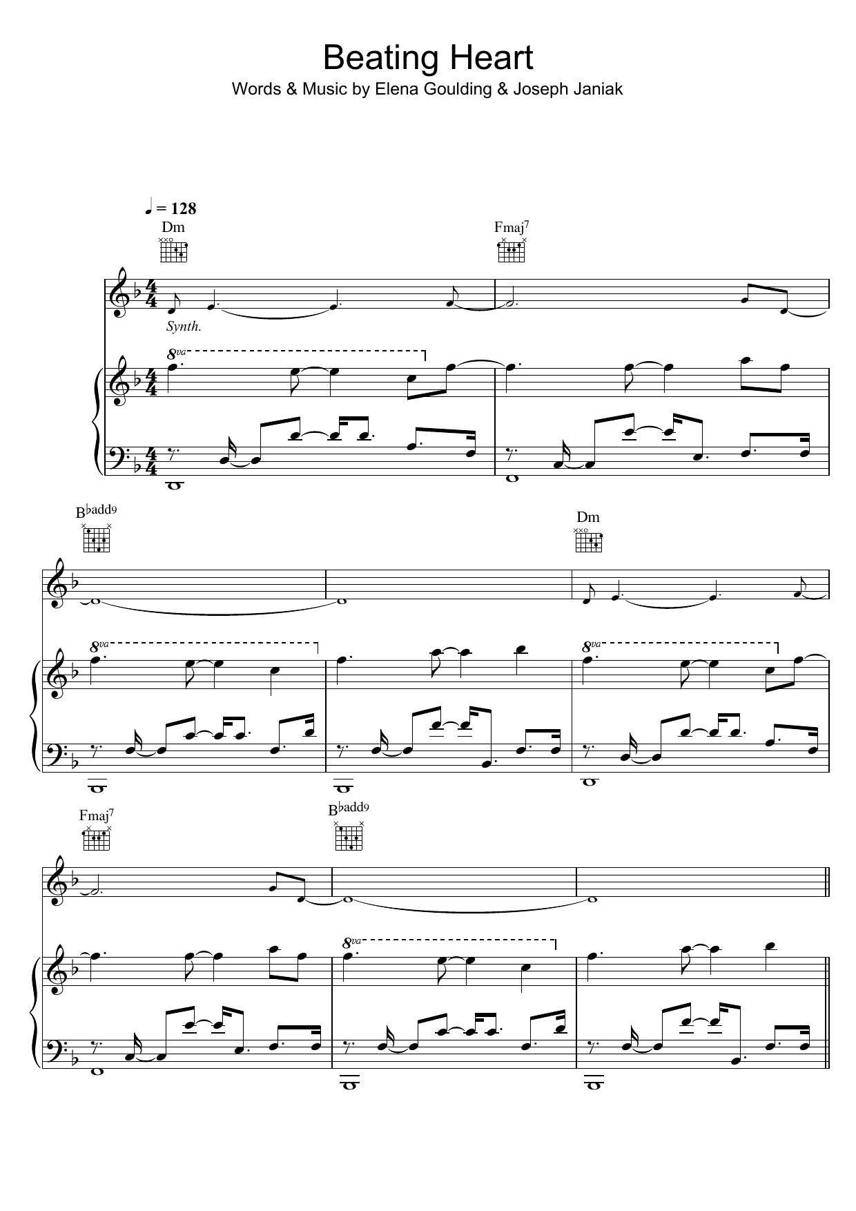 Ellie Goulding Beating Heart sheet music notes and chords arranged for Guitar Chords/Lyrics
